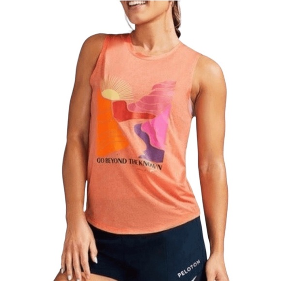 Spiritual Gangster x Peloton Muscle Tee Women’s Large Orange Pink Sleeveless - Picture 1 of 9